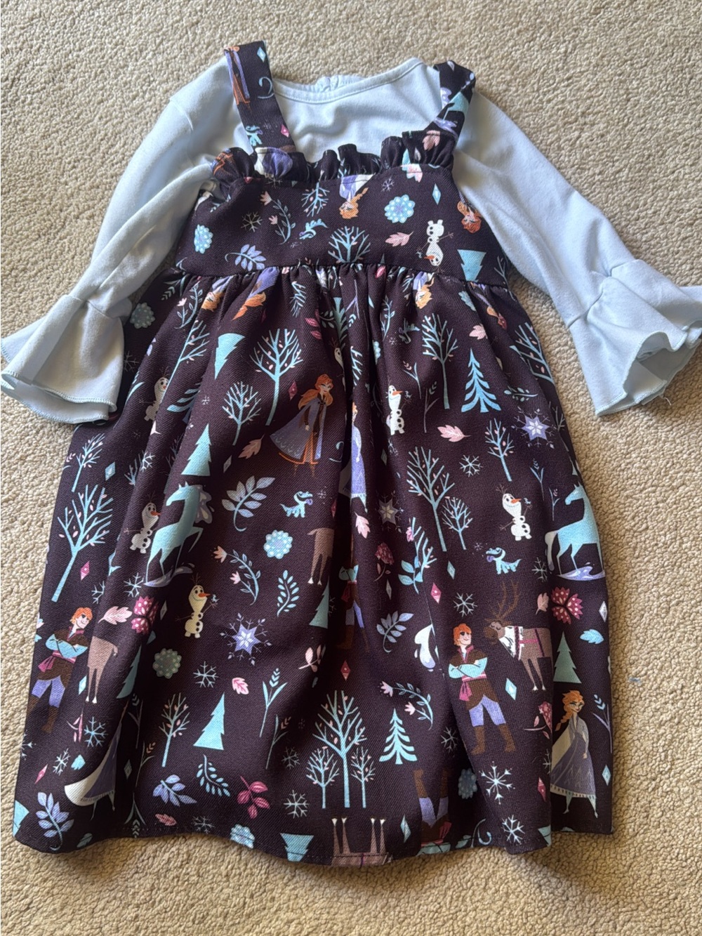 Disney Frozen Anna Olaf Jumper Dress Set Size 2T